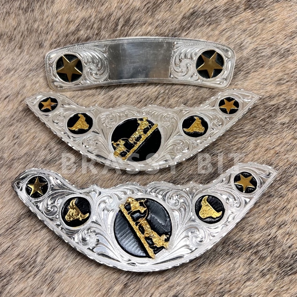 Silver Western Saddle Silver Plate Set
